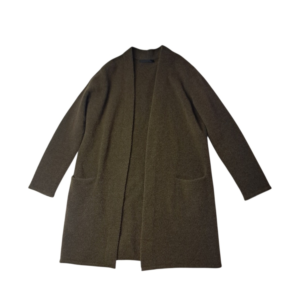 Jenni Kayne Sweater Long Cardigan Coat Women's Small Olive Green Merino Wool Yak